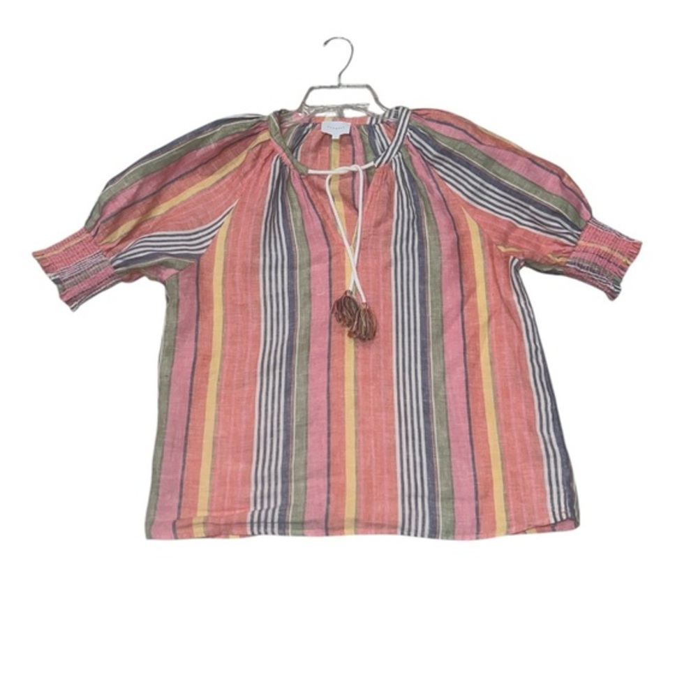 Anthropologie Sundays Striped Linen Blouse Size s